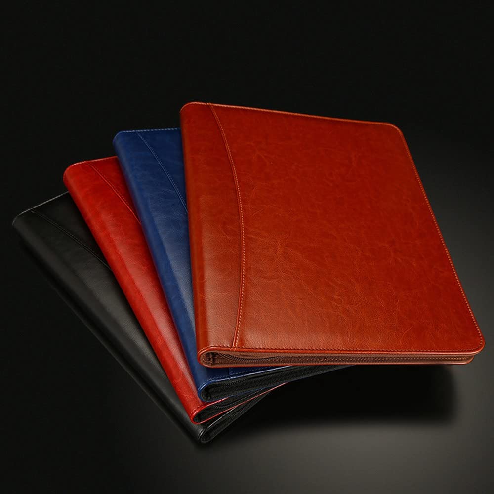 Quaderni direzionali con copertina rigida, Organizer A4 Custodia in pelle Business Raccoglitore ad anelli Business con cerniera(Blue)
