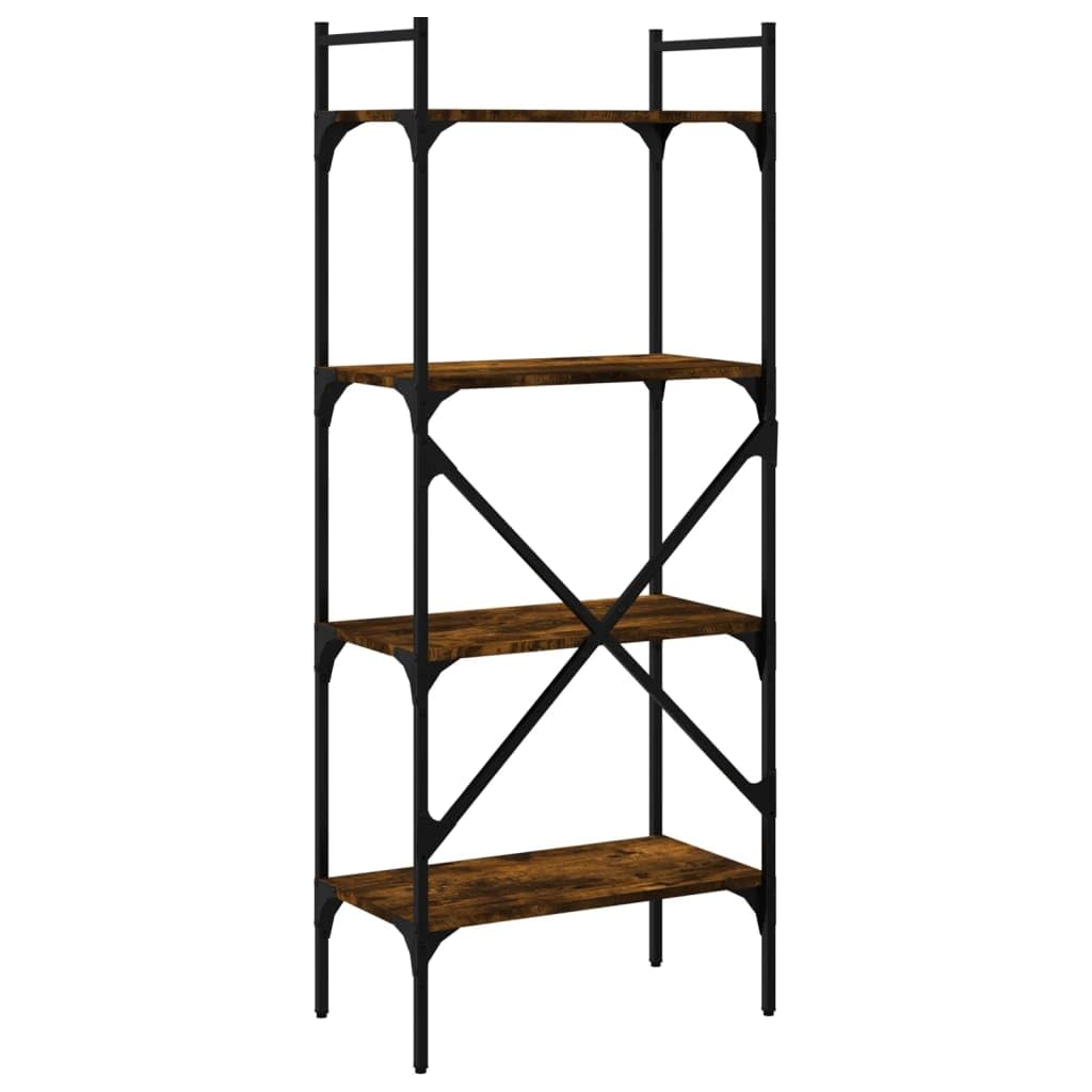 Libreria a 4 scomparti, in legno di rovere affumicato, 56 x 31,5 x 138,5 cm, per soggiorno, studio, cameretta dei bambini, divisorio
