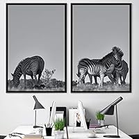 2 Piece Framed Canvas Wall Art Herd of Zebras Canvas Prints Home Artwork Decoration for Living Room,Bedroom - 16