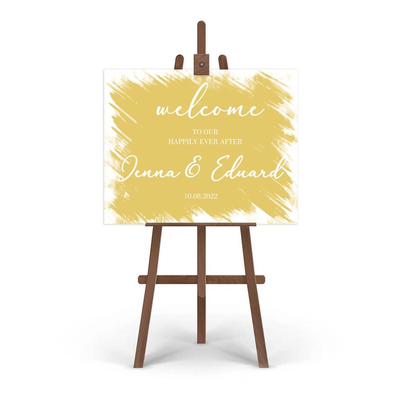 Witamy nowoczesny znak kaligrafii dostosowany znak powitalny na ślub dostosowany do Twoich imion i dat, baby shower, rocznicę, przyjęcie, pogrzeb, 45 x 61 cm