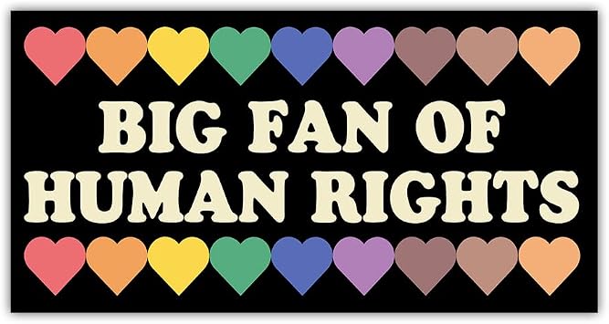 [7.5"x3.75"] Big Fan of Human Rights Bumper Sticker Social Justice Equality Stickers Feminist Liberal Decal Diversiy Inclusion Resist Protest Vinyl Waterproof Decal for Cars Windows Vehicles