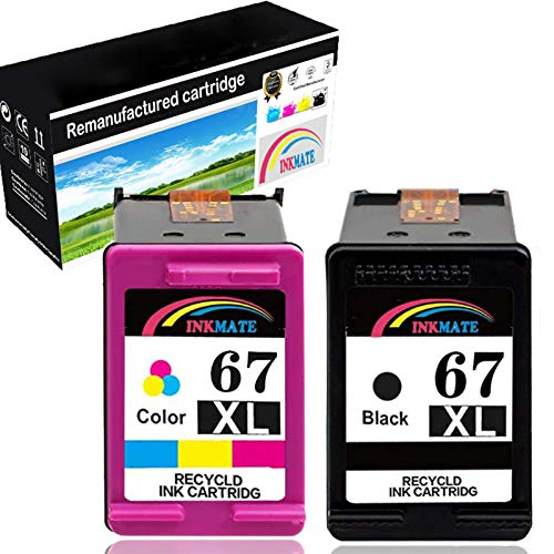 INKMATE Remanufactured Ink Cartridge Replacement for HP 67XL Black Tri-Color Ink Cartridge 3YM57AN 3YM58AN for Envy Pro 6455,Envy 6055,DeskJet 2732?2pack?