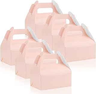 30 Pcs Gable Treat Boxes, Small Goodie Boxes Red Party Favor Boxes Cardboard Kraft Paper Gift Box Dessert Candy Cookie Boxes for Birthday Baby Shower Mothers Day Party Favors, 4.5 x 3.1 x 5.1" (Pink)
