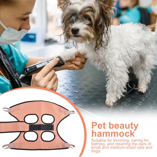 HoaaiGo Haustierpflege-Hängematte für Katzen Hunde, Atmungsaktive Hundepflege Schlinge, Hundepflege Geschirr, Hundepflege-Rückhaltetasche für Haustierpflege Waschen Nagelschneiden (XS, Rosa)