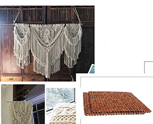 Image of 3mm 110Yards Natural Macrame Cotton Cord Thread With Wooden Beads, Rings, Sticks for Knitting Crafts, Wall Hanging, Plant Hangers, Handicrafts, Home Decoration, Handmade DIY