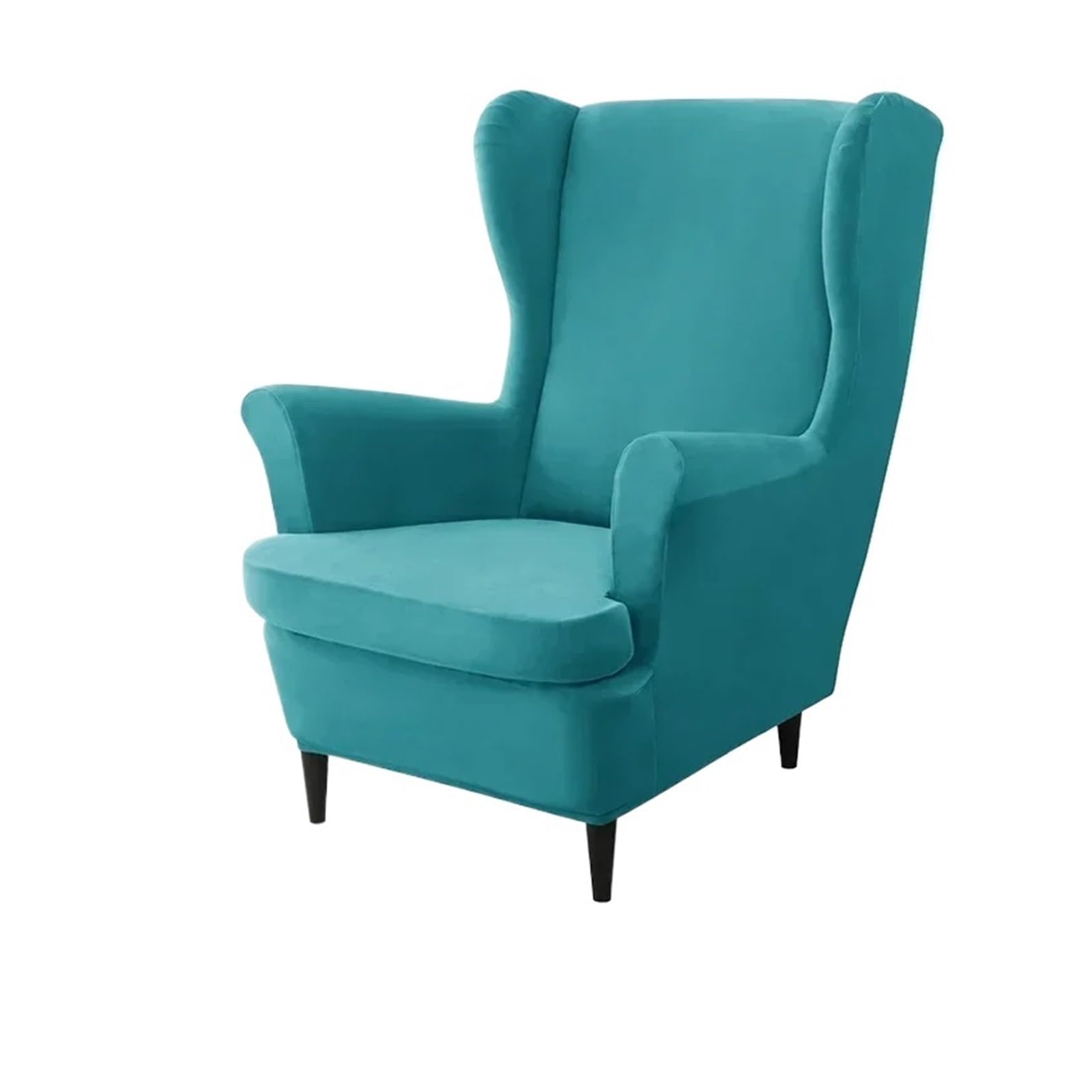GCYEIDMA Wing Chair Slipcover Wing Chair Cover Stretch Elastic Wingback Sofa Covers Soild Color Armchair Slipcovers with Seat Cushion Slipcover(Blue Cover)