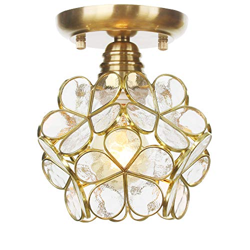 Preisvergleich Produktbild Moderne Deckenleuchte Glasfarbton Kupfer Halter Nordic Industrie Insel E27 Beleuchtungskörper Innen für Wohn-Esszimmer Entryway Loft (Birne Nicht eingeschlossen),15CM