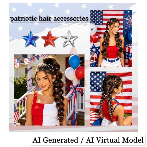 30 piezas accesorios para cabello rojo, blanco y azul miniatura 6