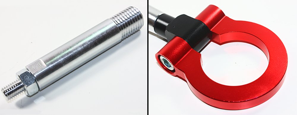 Red JDM Folding Ring Screw on Type Bumper Tow Hook Compatible with 2006-2015 Nissan 350Z 370Z GTR & Infiniti G35 G37