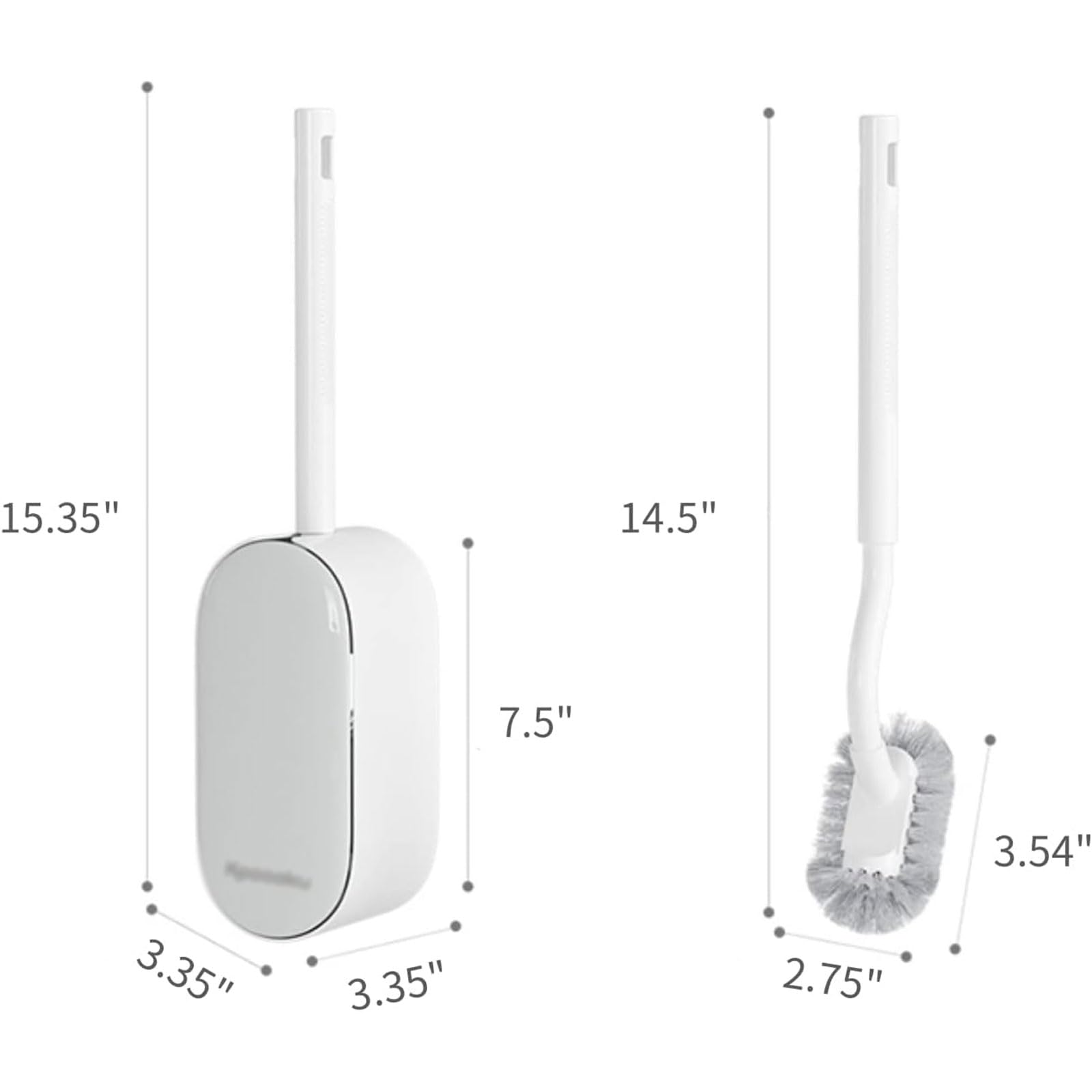 esmen Cepillo de baño Escobilla para Inodoro Juego de escobilla para Inodoro montada en la Pared con cerdas duraderas y diseño Curvo en ángulo para Limpieza del baño