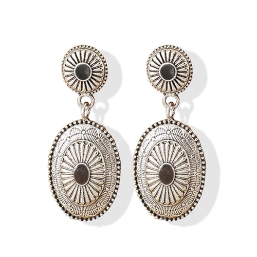Western Earrings Outfit for Women Oval Silver Earrings Dangle Turquoise Western Jewelry Country Concert Outfits for Women Dress Cowboy Chic Rodeo Outfit Shirts Dress Accessories