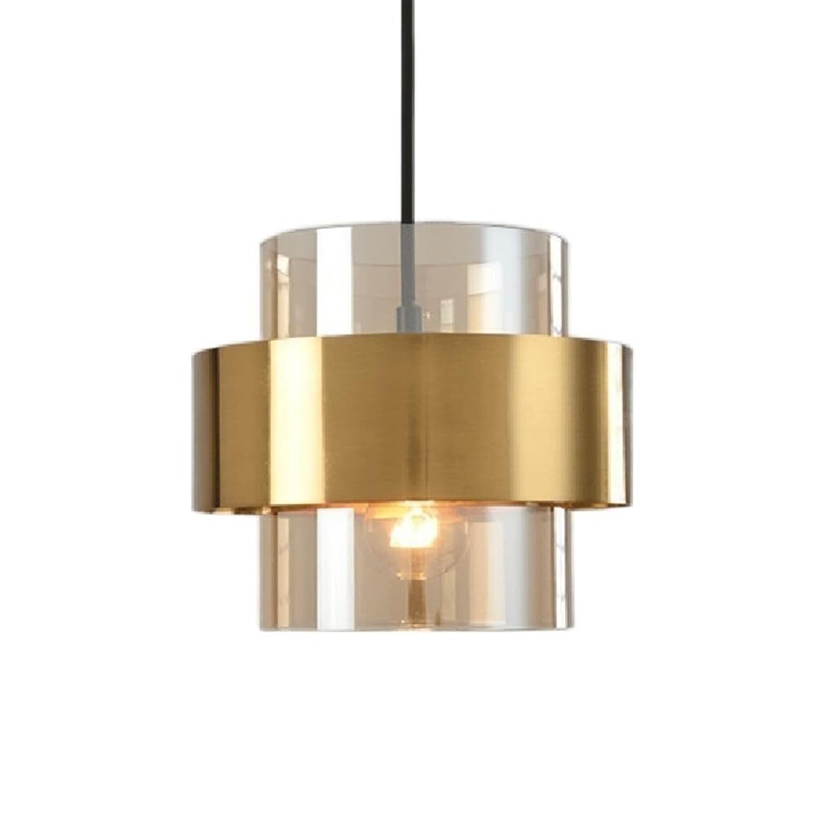 HXYSXHJUO Elegant E27 Single-Head Chandelier - Metal and Glass Pendant Light for Balconies Porches(Amber)