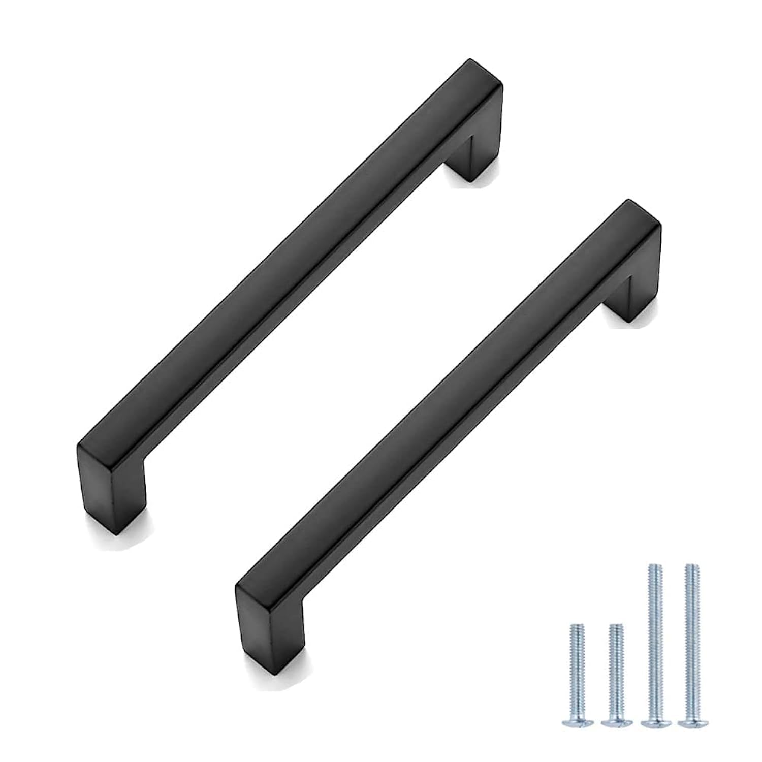 Goldenwarm 5Pack 5 Pack Cupboard Door Handle Black Kitchen Cupboard Handles Bathroom Cabinet Hardware Hole Centres 192Mm