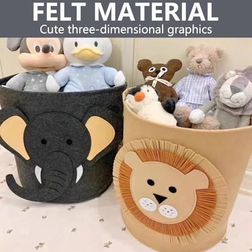 LaresDay Spielzeugaufbewahrungseimer & Wäschekorb für Kinder - 35x35 cm Niedliche Muster, Multifunktionaler Aufbewahrungskorb für Spielzeug, Kleidung, Babyzimmer, Kinderzimmer (Elefanten)