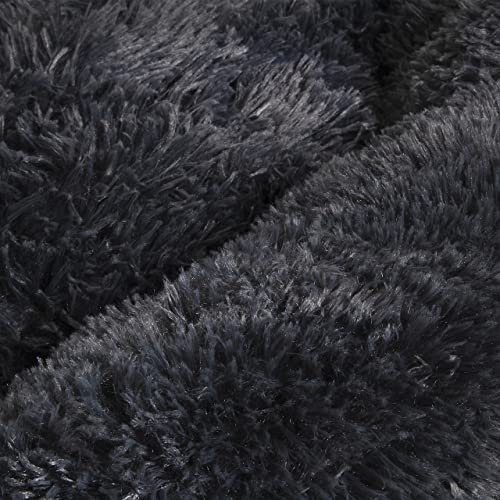 Wallace & Jones | Plüschbett Sarnia - M | Hundebett Liegekissen Donut | ca. 80 x 80 x 24 cm | Dunkelgrau