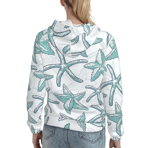Sweat à capuche doux et extensible à motif étoile de mer et poche tendance
