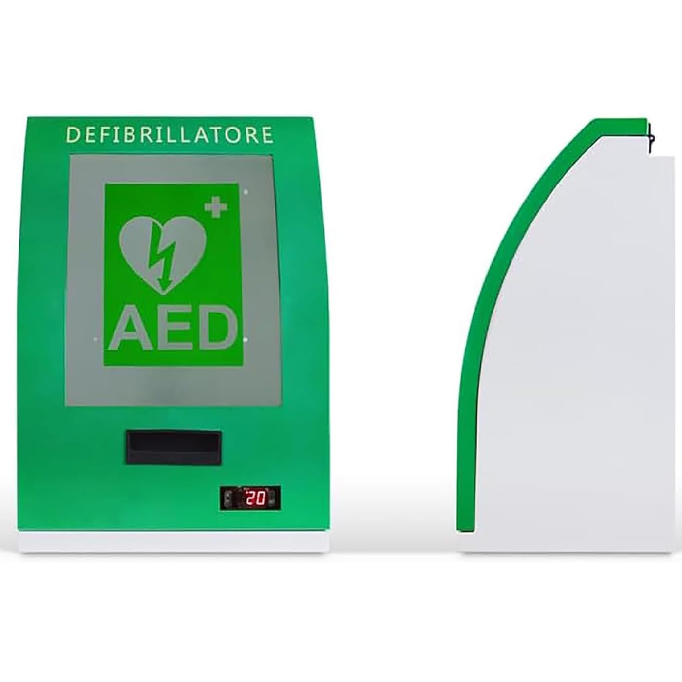 AED-Defibrillator-Aufbewahrungsschrank, Stahl-Aufbewahrungsschrank mit transparentem Fenster und Alarm, Trennwandposition einstellbar, für Pflegeheime, Schulen, Vereine