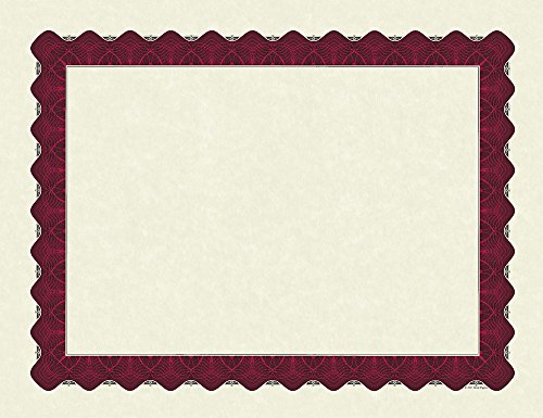 Papier certificat 21,6 x 27,9 cm bordure rouge métallisé 100 pièces