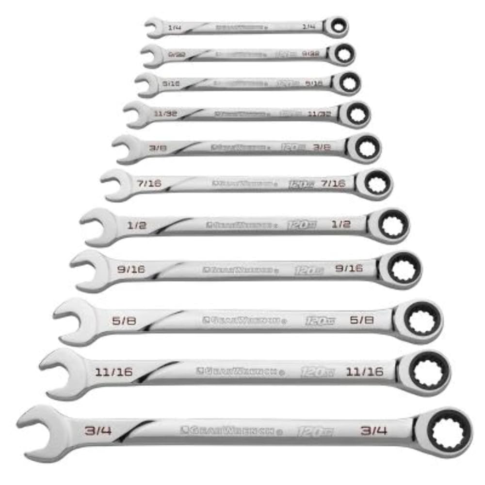 Gearwrench Chrome Universal Spline Xl Ratcheting Combination Sae Wrench Set - 86450