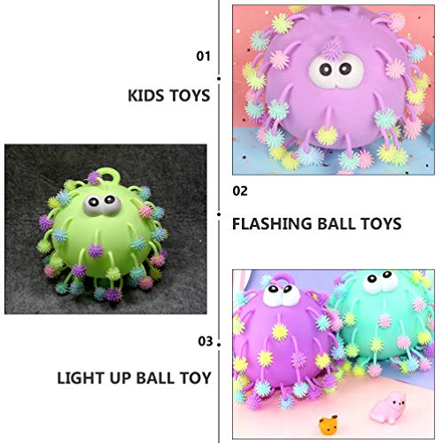 NUOBESTY 2Pcs Piscando Monster Ball Light Up Elástico Crianças Bolas de Stress Brinquedos Sensorial