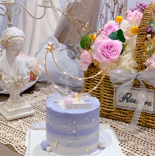 Decoración de pastel de metal con estrella y luna para baby shower, fiesta de cumpleaños de niños y niñas, boda, dorado