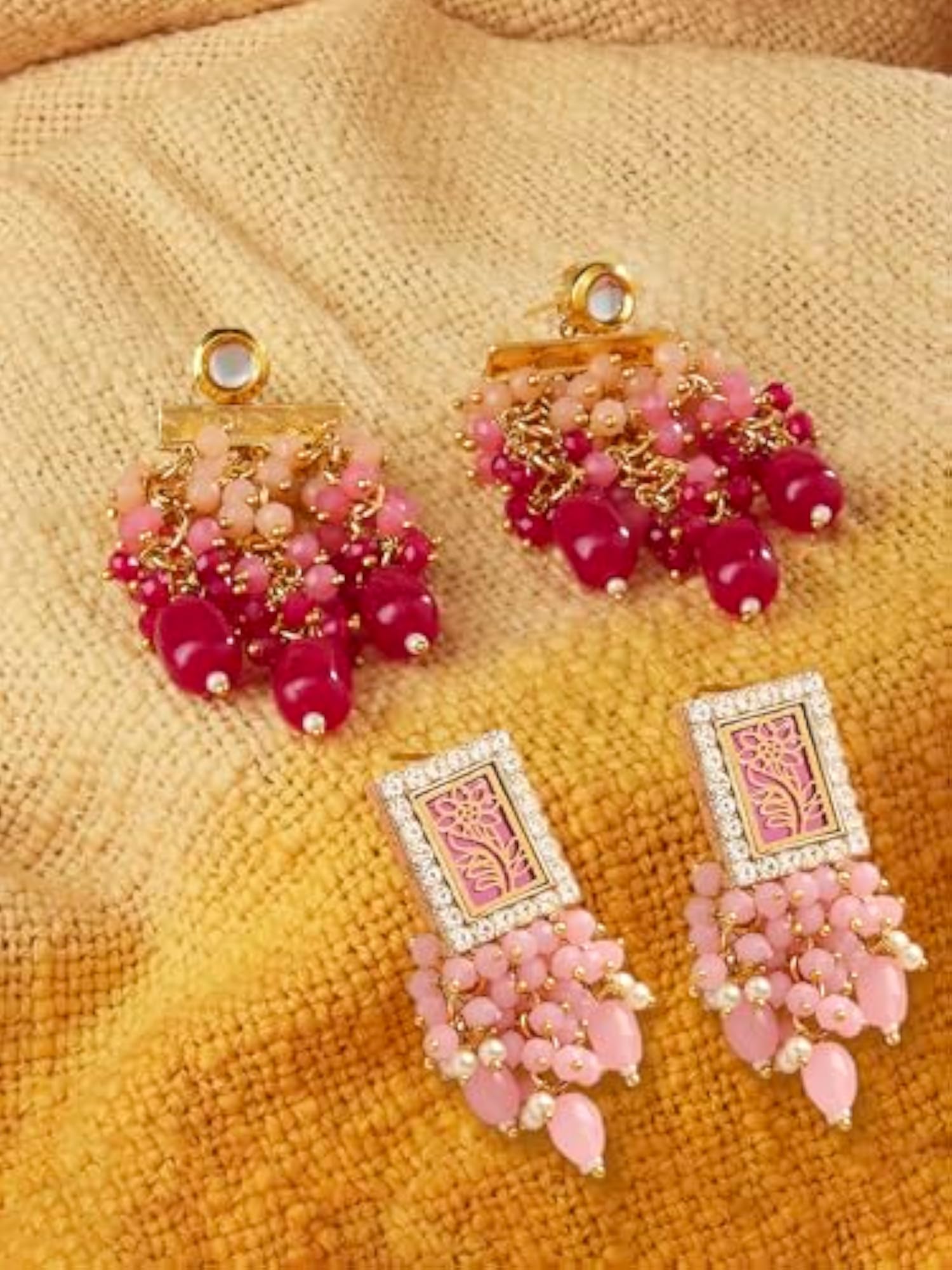 Traditional Drop Earrings with Clustered Beads