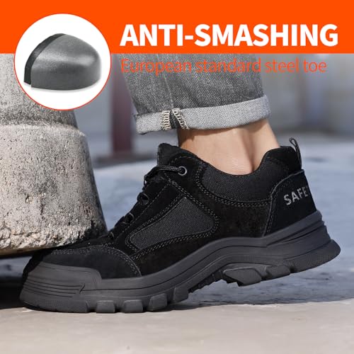 Image of Steel Toe Shoes for Men Puncture Proof Indestructible Industry Construction Work Shoes Lightweight Comfortable Breathable Steel Toe Safety Sneakers