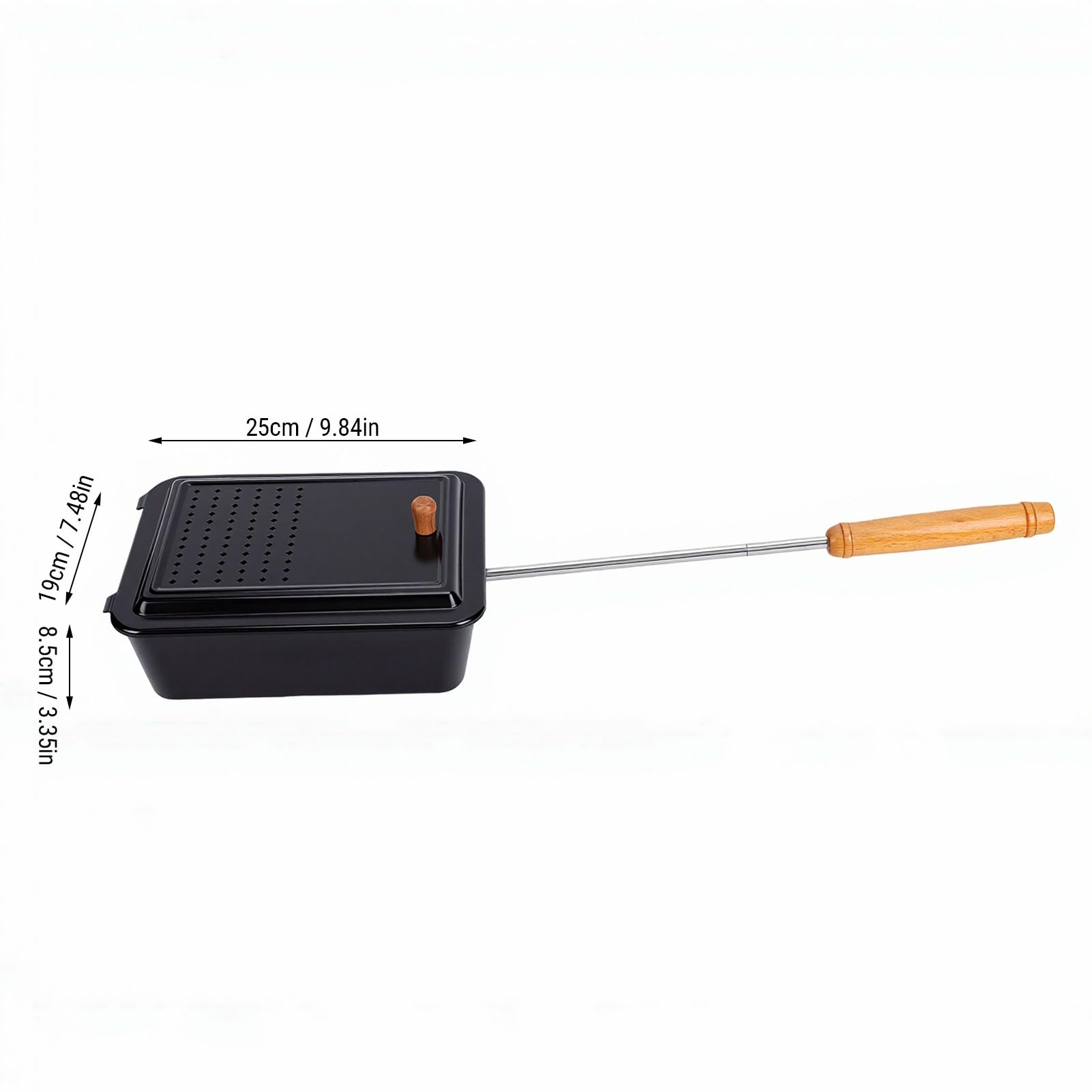 Luocute Macchina per Popcorn da Campeggio, Macchina per Popcorn Antiaderente con Manico in Legno per Casa da Campeggio All'aperto