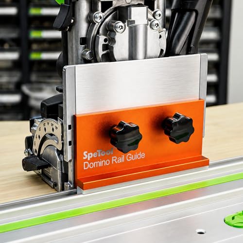 SpeTool Connecteur de rail DomiRail en aluminium, adaptateur Domino compatible avec FESTOOL DOMINO DF 500 & DF 700, compatible avec Festool, Milwaukee, Evolution, compatible avec Makita
