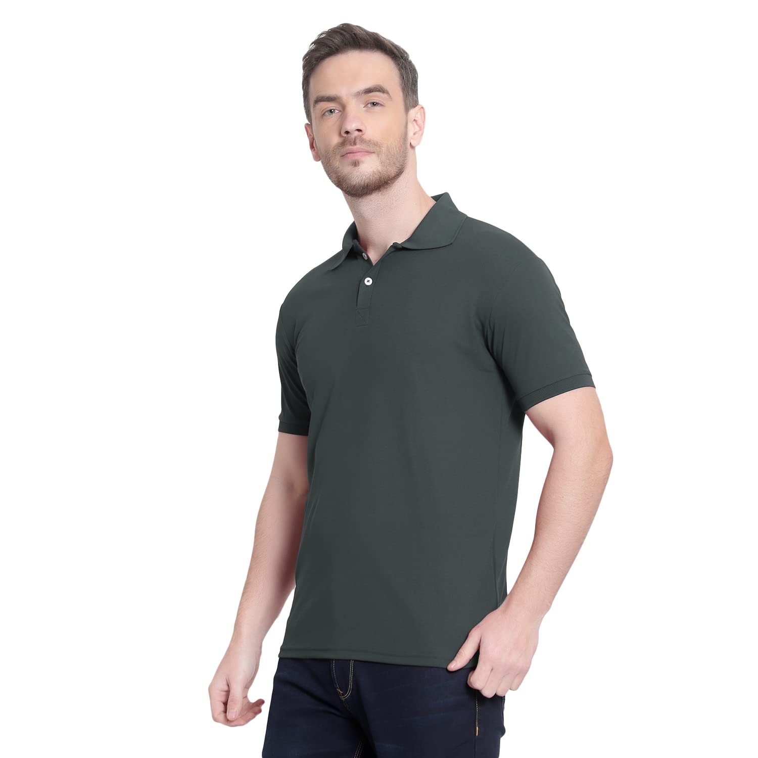 T Shirt for Men Regular Fit Polo with Collar Half Sleeve (Pattern-Plain/Colour-Solid)-image-22