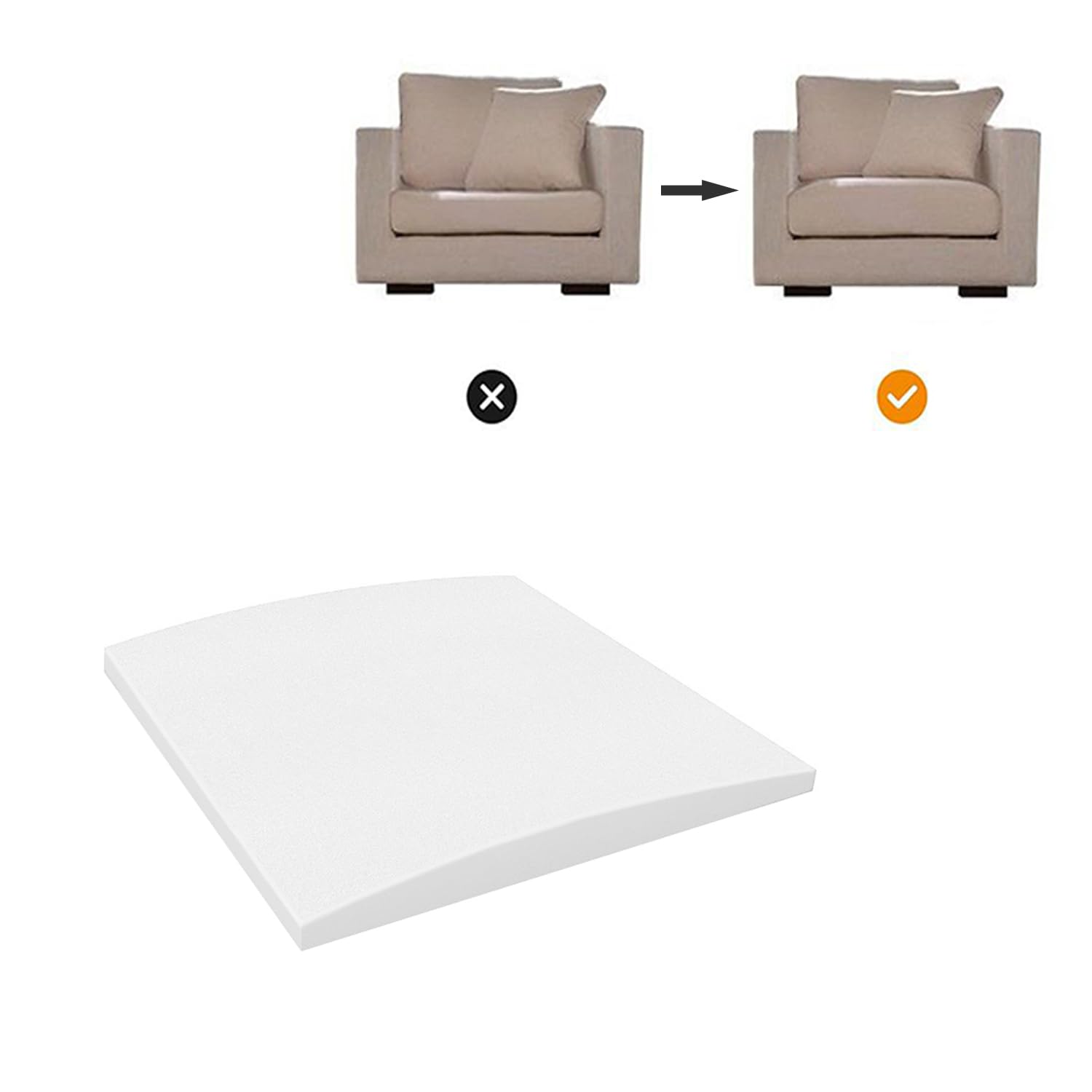 40/50/60cm Square Couch Cushion Repair Replacement Sofa Couch Support for Sagging Seat,White High Density Foam Sheet Couch Cushion Support Sag (1,40x40cm)