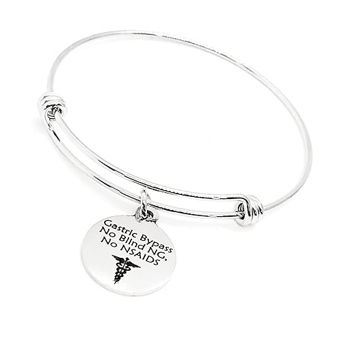 Gastric Bypass Medical Charm Bracelet, Gastric Bypass Awareness, Gastric Bypass Jewelry, No Blind NG, No NSAIDS, Medical Notification Charm