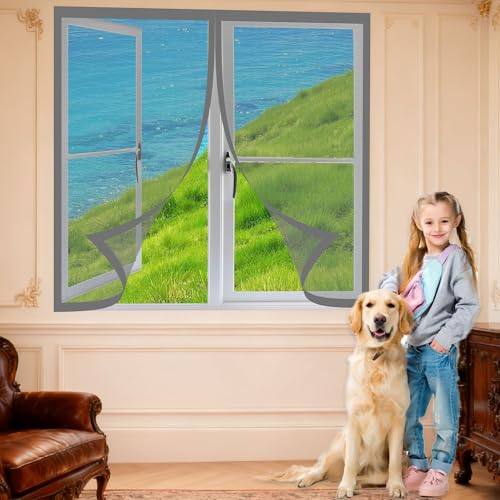 Moustiquaire magnétique fenêtre 160x175 fermeture aimantée toile grise - 2
