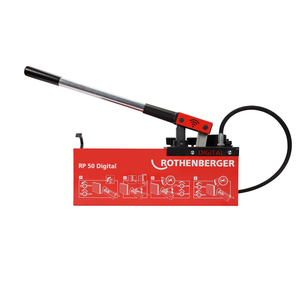 ROTHENBERGER RP 50 Bomba de prueba de presión de agua digital, 0 ° – 50 °C, rango de prueba de 0 – 30 bar, 1000004000 | Bomba para presión de agua, tecnología de prueba, pruebas de presión