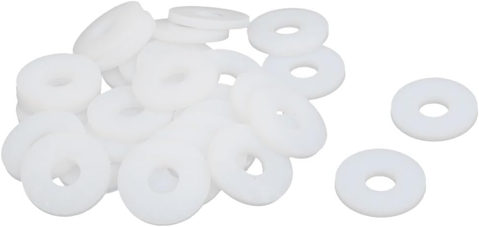 sourcingmap PTFE Flat Washers 18mm OD 6mm ID 2mm Thickness Sealing Gasket for Faucet Pipe Water Hose White, Pack of 30