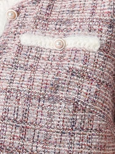 Image of Allegra K Short Sleeve Tweed Jacket for Women Summer Crew Neck Button Front Cropped Cardigan