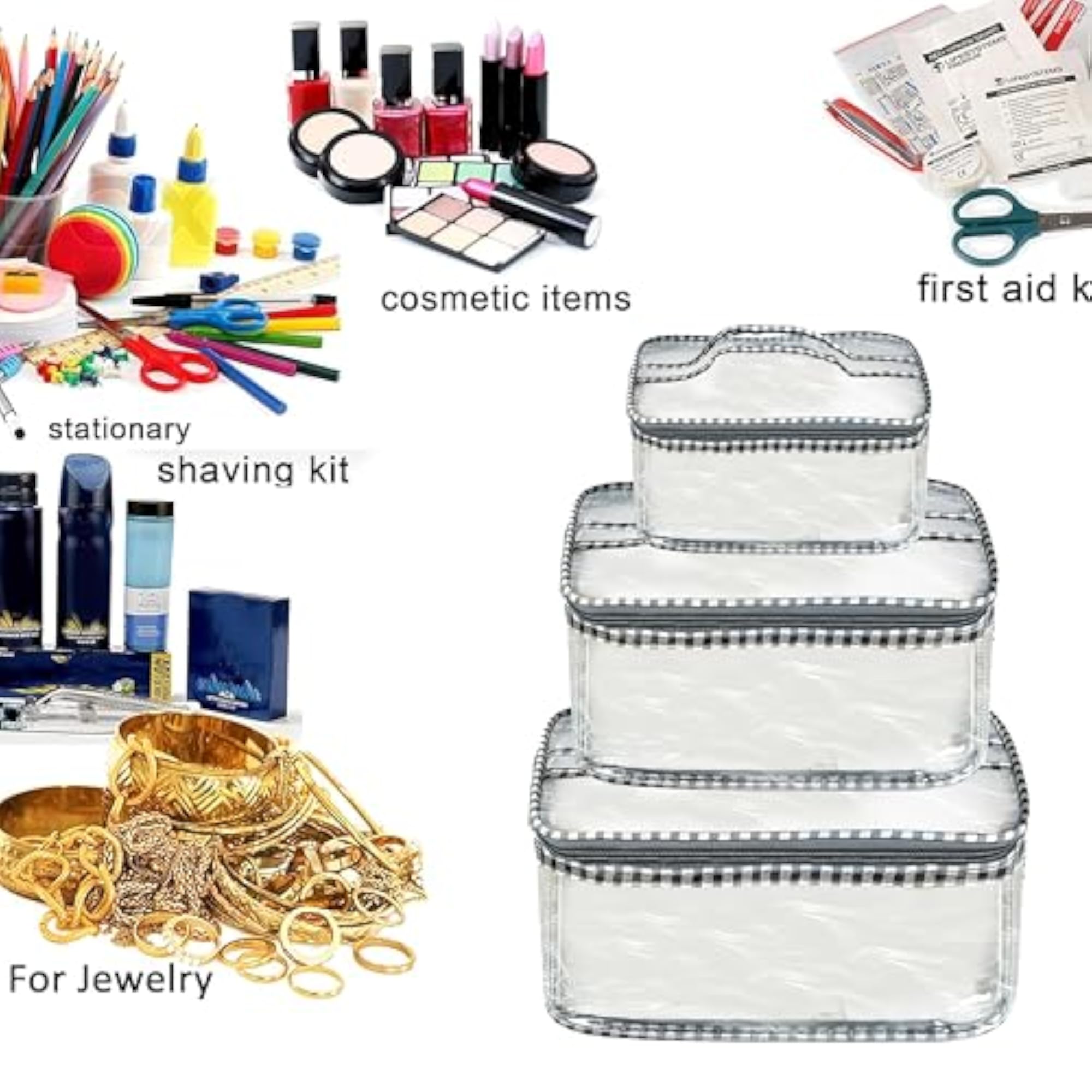 Set of 3 Multipurpose Transparent Pouches