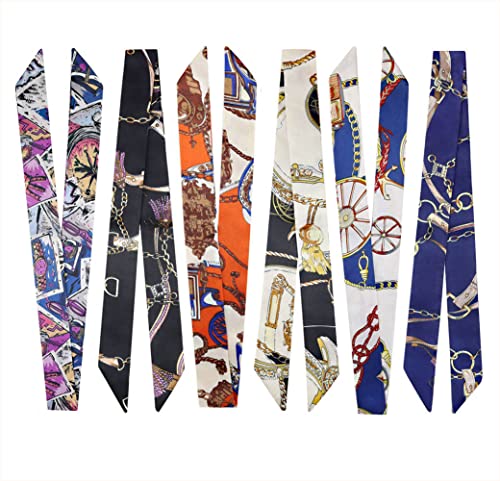 6PCS Handbag Head Scarf for Women Hair Purse Bag Silky Neck Scarves Gifts 39.4