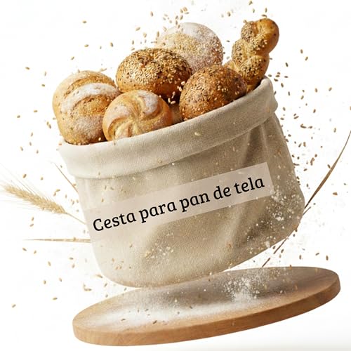 Panera de cáñamo y algodón | Cesta pan ecológica y sostenible para cocina y mesa | Paneras lavable, plegable y reutilizable | Bread Box sin plástico moderna | Bread Bin para desayuno o brunch