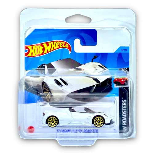 Hot Wheels '17 Pagani Huayra Roadster (blanco) 2/10 HW Roadsters 2023-13/250 (tarjeta corta) - Viene en una funda protectora para coleccionistas de KLAS Car Keeper, HKH37