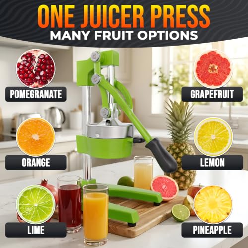 Image of Cast Iron Juicer Hand Press, Heavy-Duty Squeezer (Green)