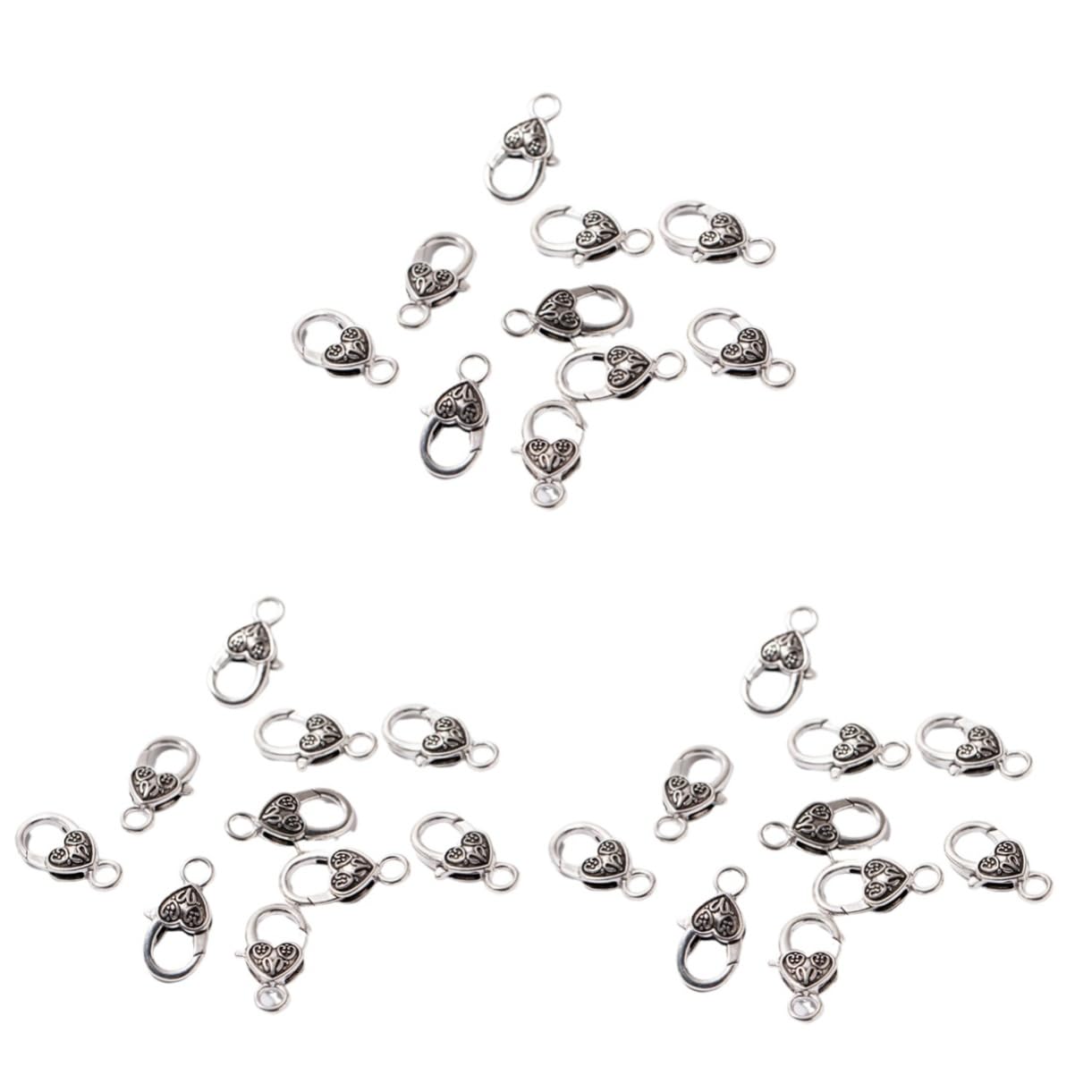 3 Set Di Elementi Essenziali Per La Creazione Di Gioielli Set Di Fermagli A Moschettone in Lega Per Collane E Bracciali Fibbie A Forma Di Cuore 40 Pezzi * 3