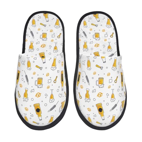 Beer Print Women Slippers Home Furry Shoes Keep Men Couples Shoes Warm For Women-Medium