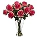 Nearly Natural 1328-DP Blooming Roses with Vase, Dark Pink