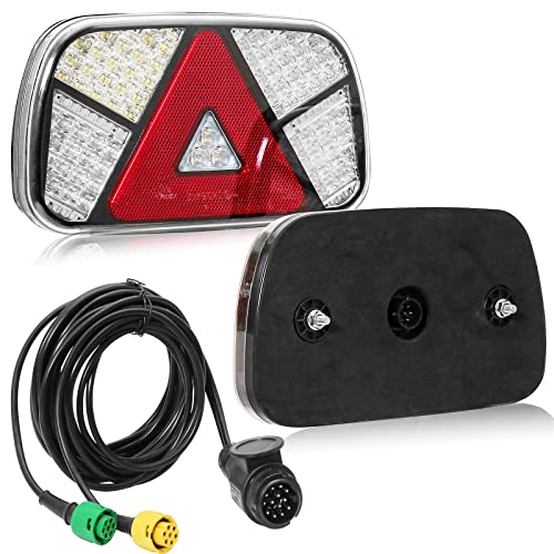 DARKGUARD Rückleuchten Anhänger Satz LED 12/24v,Rücklicht Heckleuchten Anhänger PKW Wohnwagen Verkabelt mit 13poligem Stecker|4m Kabel|2x 6poliger Bajonettverbindung| E-Mark|7Funktion|Wasserdicht – Bild 3