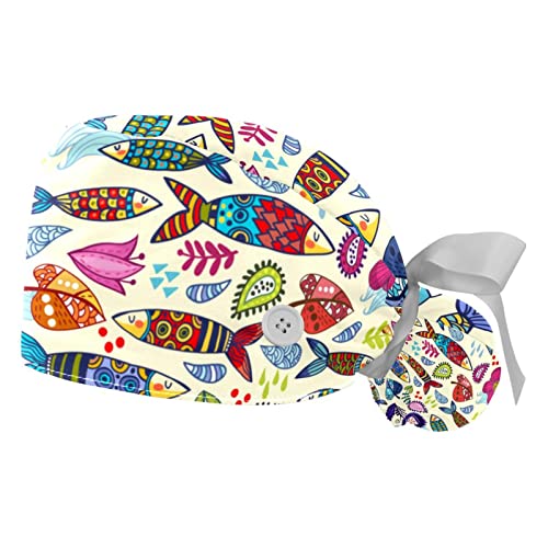 Casquettes de travail ajustables JDEZ à motif poisson pour la cuisine