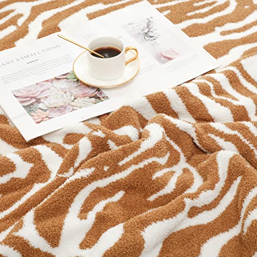 Polyester Microfiber Fluffy Animals Zebra Print Stripes Knitted Throw Blanket Super Soft Cozy Thick Throw Blanket For Sofa Couch Bed 51"X60" #TOP4