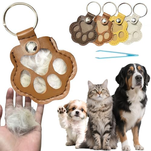 WDFXLWT 4 Pcs Dog Fur Storage Keychain, Unique Memorial Collection