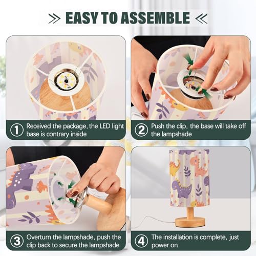 Lámpara de Mesa Dinosaurios Cute Rayas Moradas miniatura 4