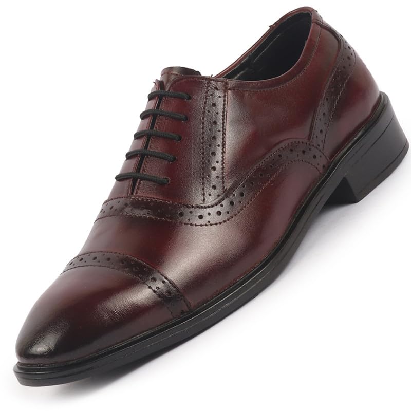 Image of FAUSTO Men Genuine Leather Formal Lace Up Brogue Shoes for Office | Meeting Event Shoes with Comfort